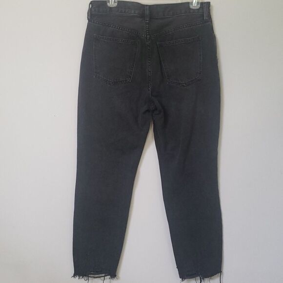 We The Free Jeans Women's Size 28 Black Destroyed High Rise Raw Hem Button Fly - Picture 2 of 6